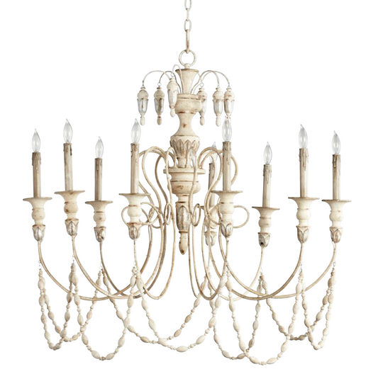 White and Silver Beaded Chandelier