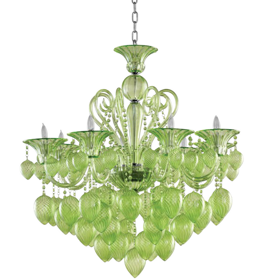 Murano Style Green Glass Chandelier