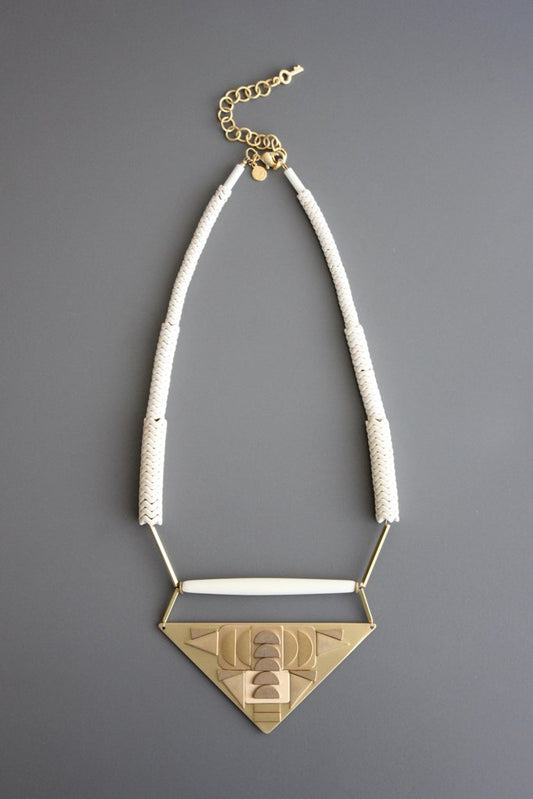 Reversible Necklace in Magnesite Horn & Brass