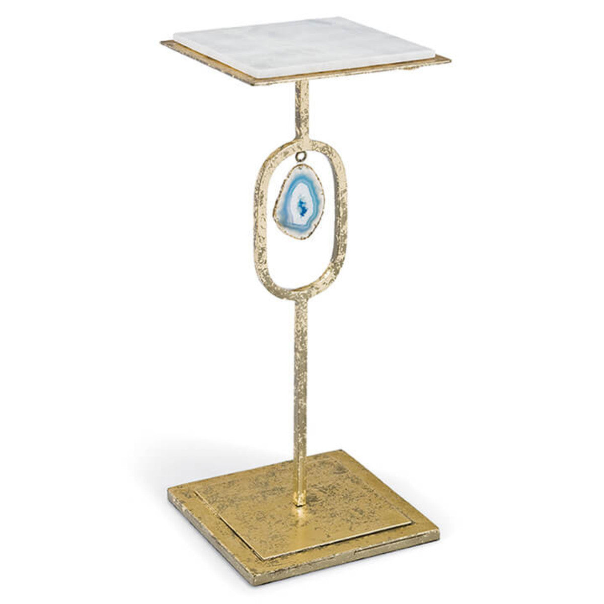 Gold Side Table with Teal Agate